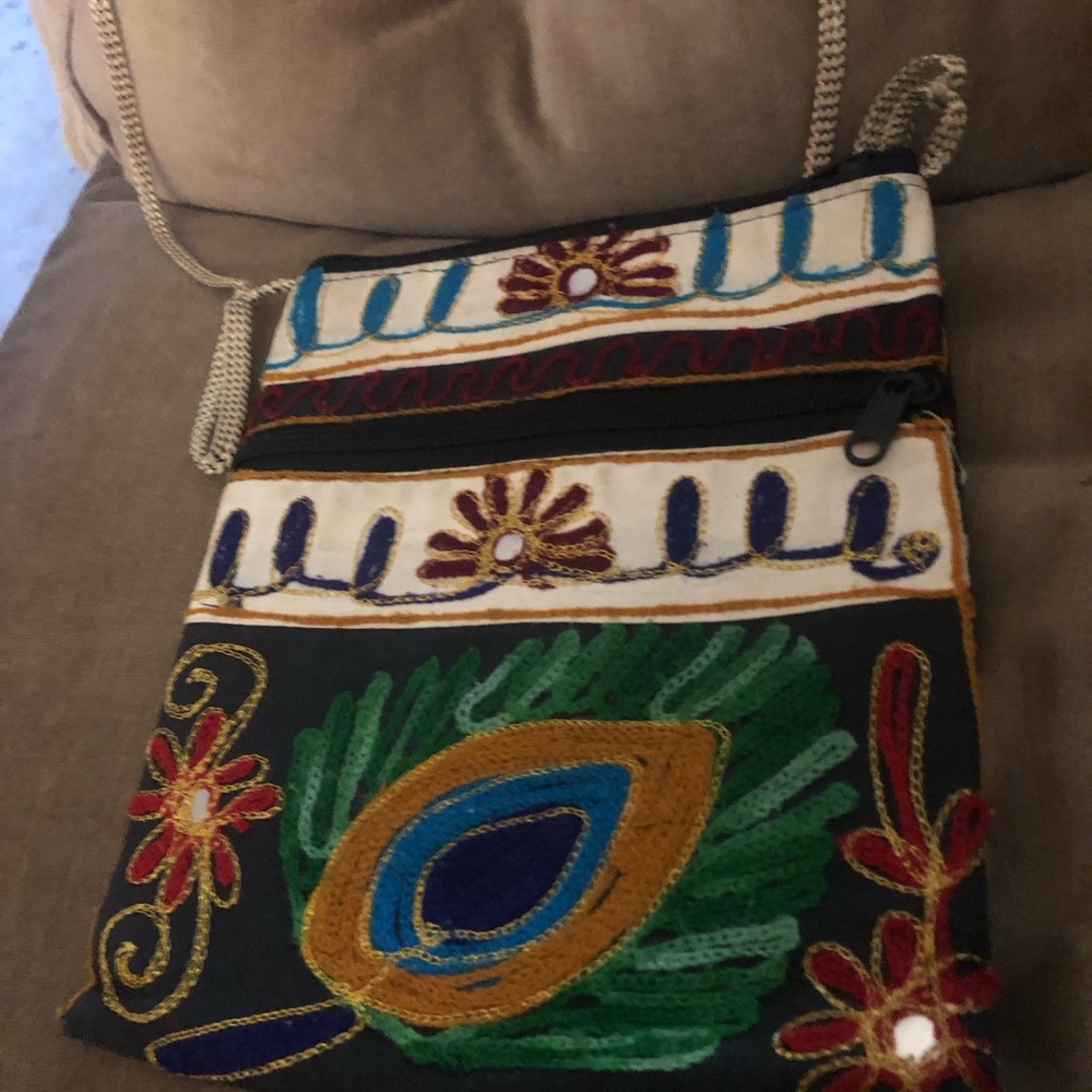 Hand-Embroidered Peacock Crossbody Bag - $20 or $15 w/offer
